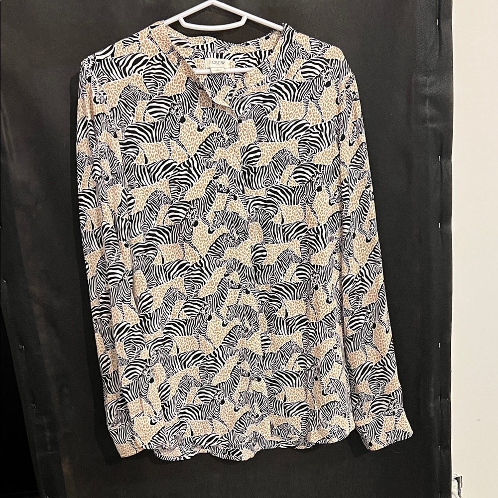 J. Crew Zebra Pattern Blouse - Black and Cream